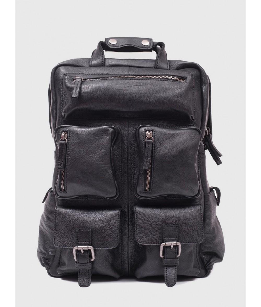 big black leather backpack mens The Classic Chrome Finished Accessories The Philos Black Leather Backpack