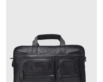 Black Leather Pilot Bag | Cowhide Flight Bag