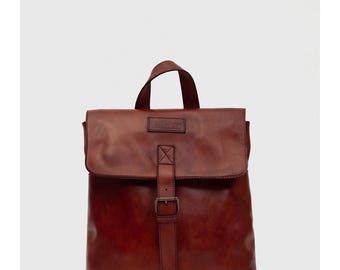 Brown Mini Leather Backpack | Vintage Cowhide Backpack