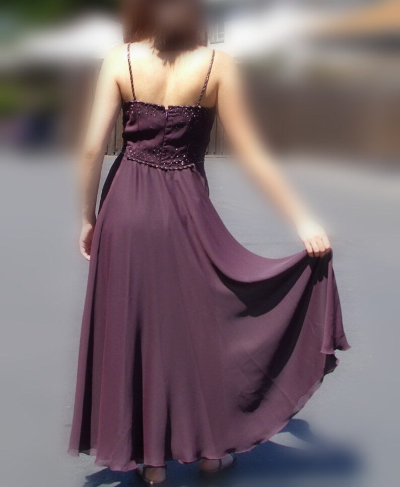 Vintage Chiffon Beaded Evening Dress Etsy