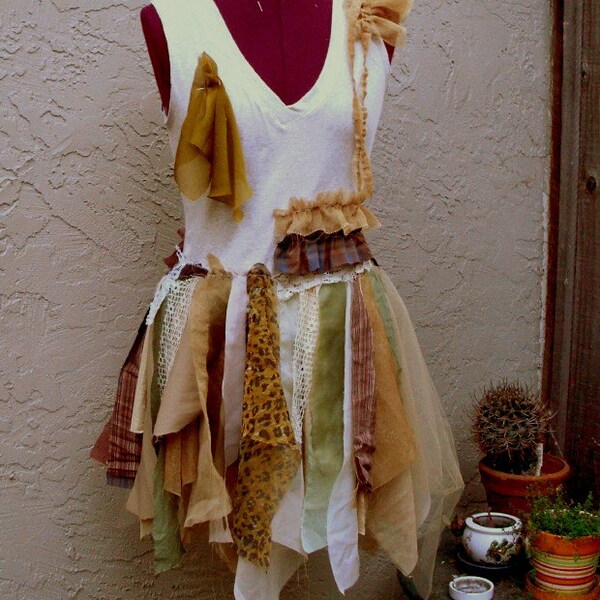 Funky Tattered Dress.  Pixie Gypsy Tribal