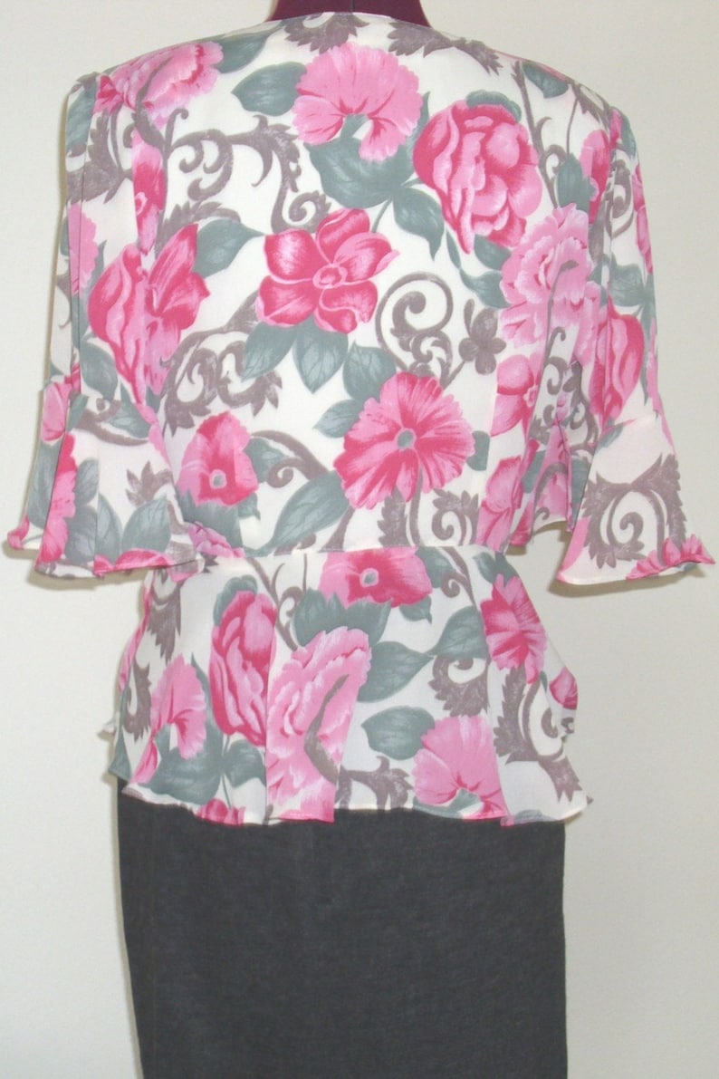 Moving Sale Romantic Lavander Floral Peplum Chiffon Blouse