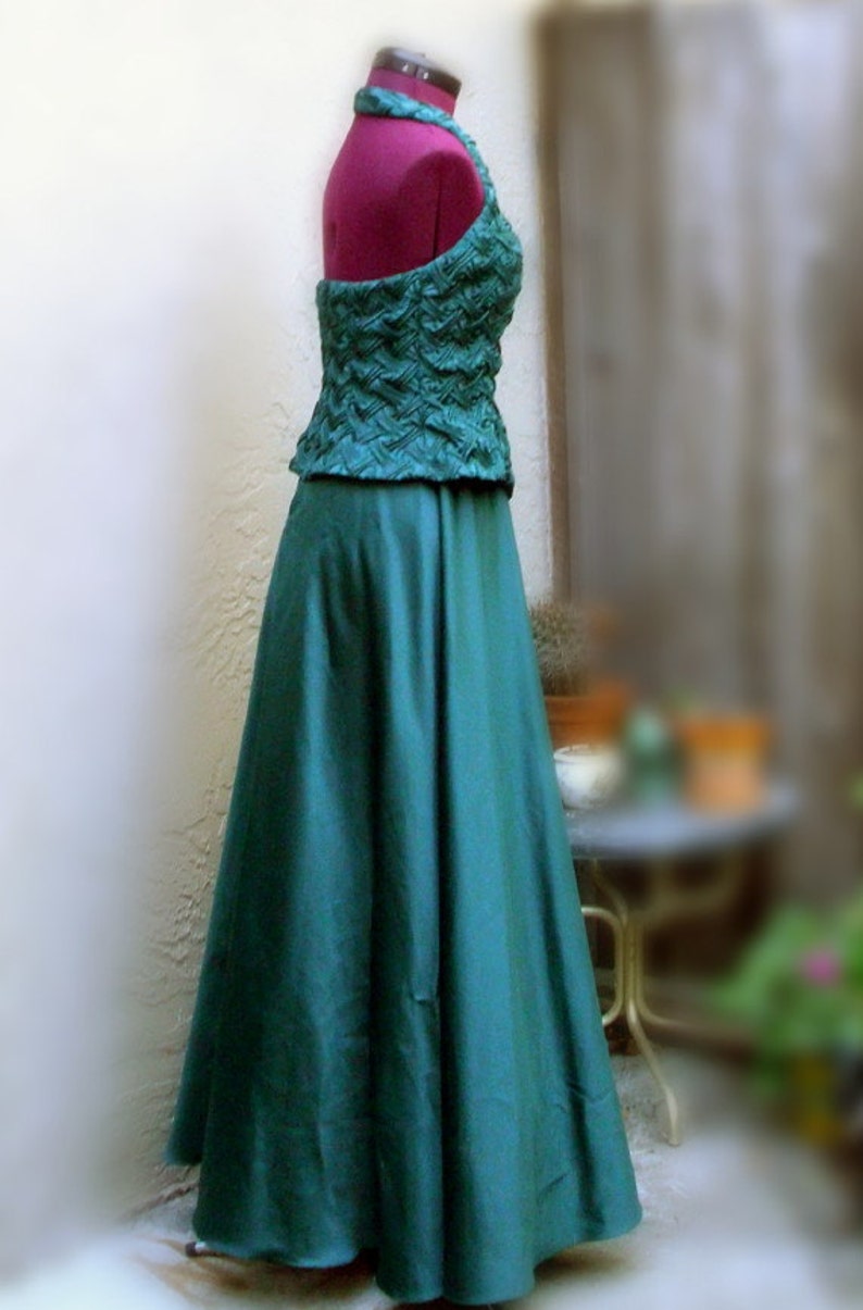 Elegant Pine Green Halter Dress Formal Gown Prom Bridesmaid Etsy