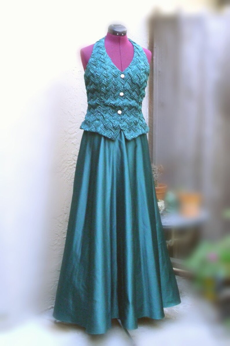 Elegant Pine Green Halter Dress Formal Gown Prom Bridesmaid Etsy