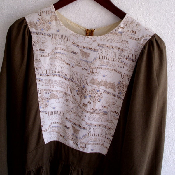 Vintage 1960 Rustic Dress Metal Zipper  Boho Hippie