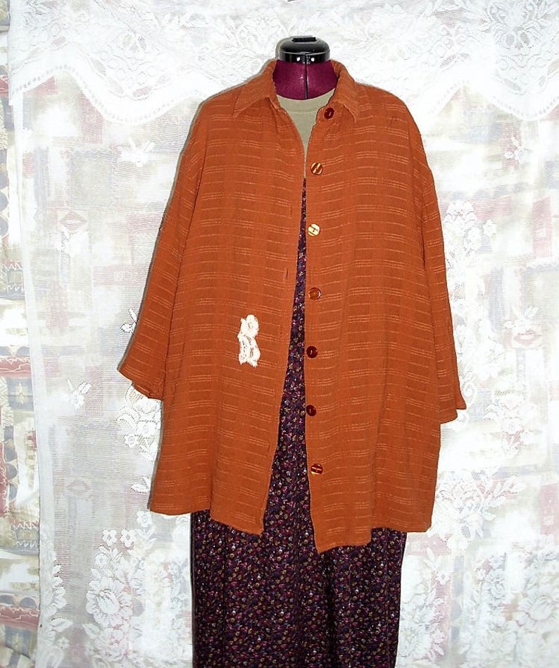Sale 40/% off Woven Linien Boho Shirt Jacket Plus Size #KheGreen #Eco Fashion