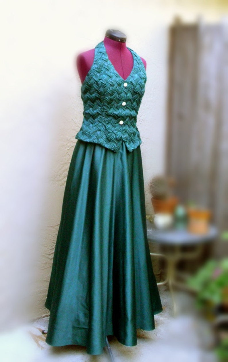 Elegant Pine Green Halter Dress Formal Gown Prom Bridesmaid Etsy