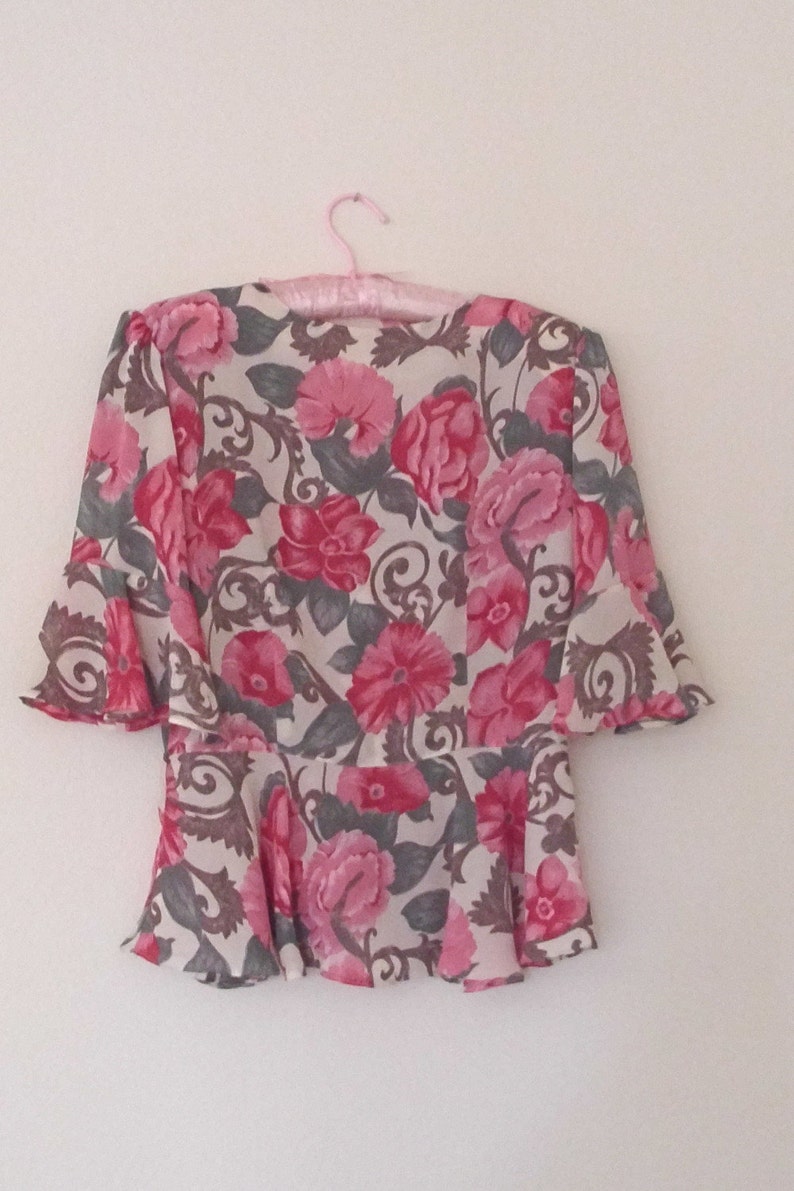 Moving Sale Romantic Lavander Floral Peplum Chiffon Blouse