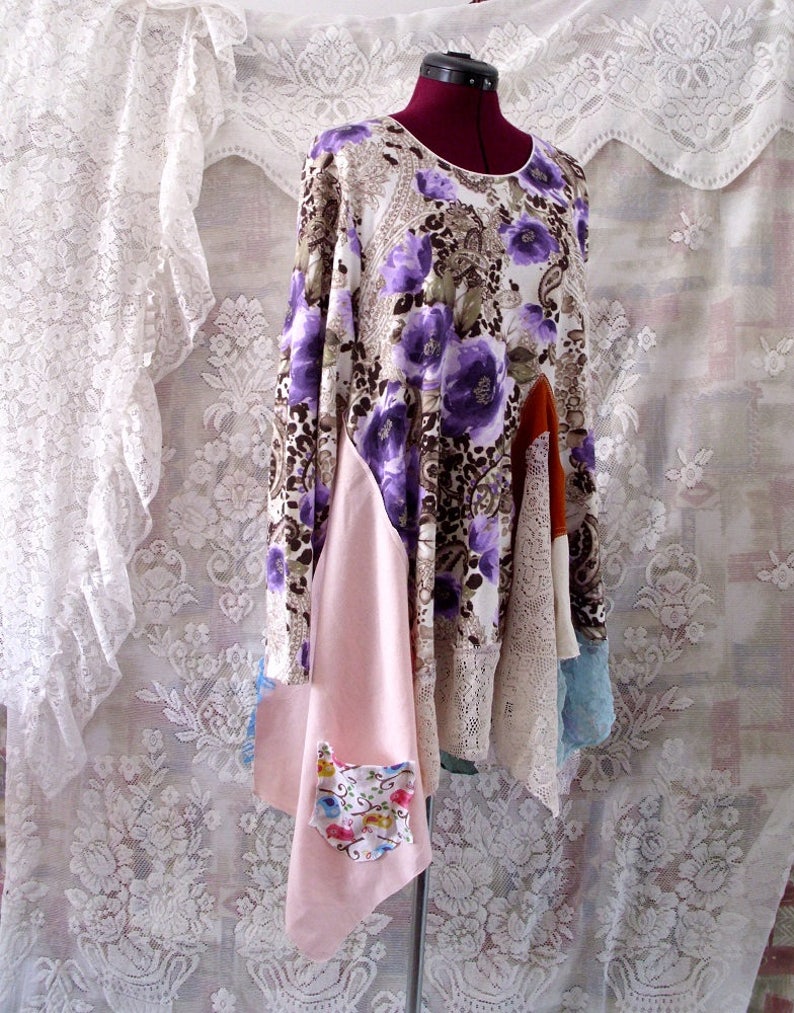 Plus Size #KheGreen #Eco Fashion Holiday Sale Gypsy Patchwork Tunic dress