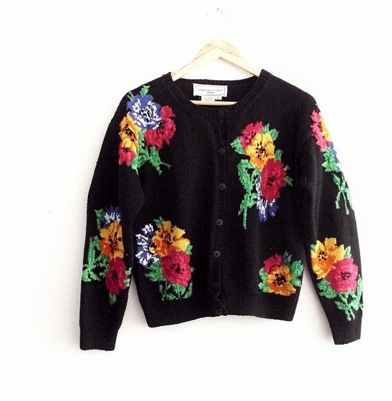 Black Floral Cardigan