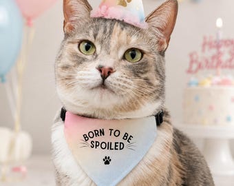 Cat Birthday Gift, Birthday Gifts for Cat, Born to Be Spoiled Cat Bandana, Cute Cat Birthday Present
