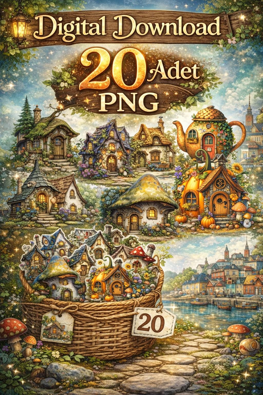 Whimsy Os Fairy House Clipart | Whimsical Cottage PNG Bundle (digital Download ...