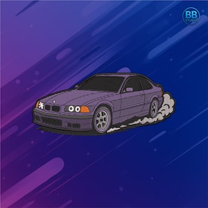 BMW E36 Embroidery Design – Drift Car File for PES DST JEf – Instant Download
