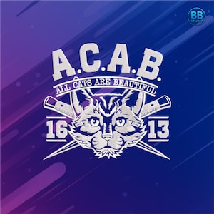 All Cats Are Beautiful Embroidery Design – Gothic Cat Tattoo Patch – PES DST JEF Machine File – Cute Tattoo Style Instant Download