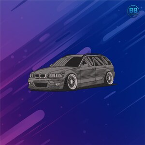 Desenho de Bordado para Touring Wagon – Arquivo de Bordado para Máquina de Bordado de Carro Alemão nos Formatos pES, DST e JEF – Download Instantâneo de Molde para Costura de Apliques Automotivos