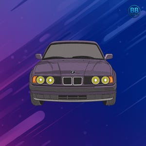 Car Front View Embroidery Design PES DST JEF | Classic Car Machine Embroidery File | JDm Patch for Jacket, Hoodie or Gift for Car Lovers