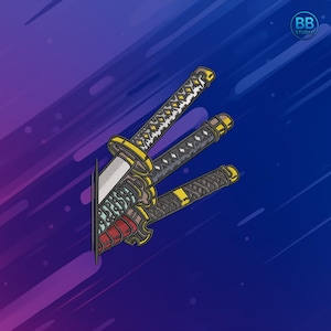 Katana Sword Embroidery Design | Samurai Blades Patch PES DST JEF | Japanese Katana Machine Embroidery File for Hoodies & T-Shirts