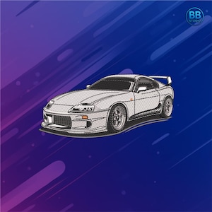 Japanese Auto Embroidery Design | JDM Drift Car Pattern | Turbo Street Racing Machine Embroidery for Jackets, Hoodies, Patches