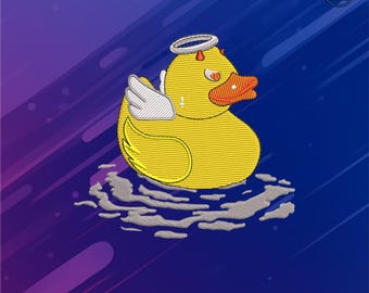 Angel Devil Duck Embroidery Design – Funny Rubber Duck Patch (Instant Download)