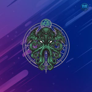 Cthulhu Embroidery Design PES DST JEF | Lovecraft Mythos Patch | Gothic Occult Monster Machine Stitch File for Jackets, Hoodies, Hats