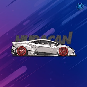 Italian Sports Auto  Embroidery Design | Tuner Car Street Racing Pattern | Custom Supercar Machine Embroidery for Jackets, Hoodies, Patches