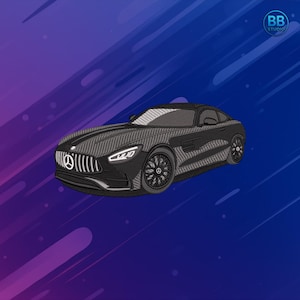 Mercedes AMgGT Stickdatei PEs DST JEF | Luxus Sportwagen Aufnäher | Stickmusterdatei für Jacken, Hoodies, Deko etc