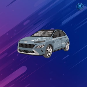 Luxus Auto Stickdatei | Modern SuV Aufnäher PES DST JEF | Crossover Auto Stickdatei für Hoodies & Jacken