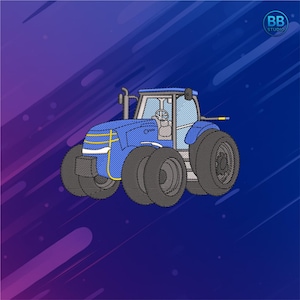 Diseño de bordado de tractor: archivo de maquinaria agrícola para PES, DST y JEF (descarga instantánea)