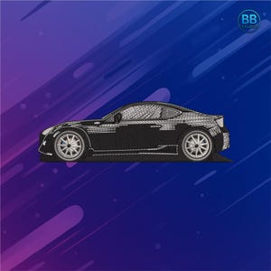 Diseño de bordado de coche deportivo negro – Archivo para máquina JDM Coupé para pES DST JEF – Descarga instantánea