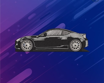 Black Sports Car Embroidery Design – JDm Coupe Machine File for pES DST JEF – Instant Download