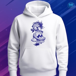 Asian Dragon Embroidery Design PES DST JEF | Oriental Mythical Creature Machine Embroidery File | Tattoo Style Patch for Jackets, Bags