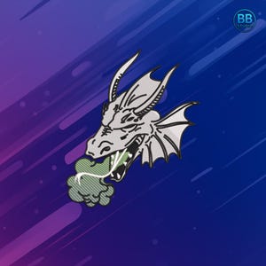 Drachen Kopf Stickdatei PES DST JEF | Feuer speiendes Fabelwesen Aufnäher | Fantasy Beast Maschinenstichdatei für Kleidung und Dekoration