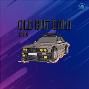 Diseño de bordado para automóviles – Archivo de bordado para máquina de coches clásicos PES DST JEF – Parche de coche vintage – Bordado retro BMW Descarga instantánea