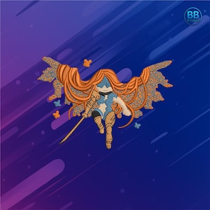 Warrior Embroidery Design – Female Knight Patch – Dark Fantasy Gothic Hero – PES DST JEF Machine Embroidery – Instant Download