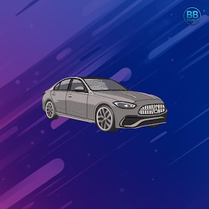 Borduurmotief Mercedes-Benz C-Klasse W206 PES JEF DST | Modern Mercedes-autosteekpatroon voor hoodies, patches | Machineborduurbestand
