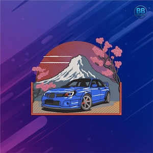 Street Machine SuV Embroidery Design – Fuji Mountain, Sakura (Instant Download)