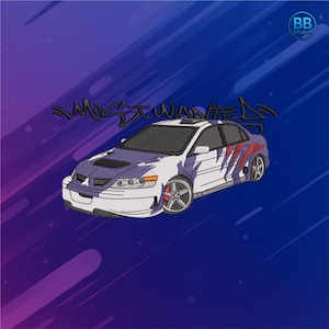 Mitsubishi Lancer Evo Embroidery Design – Street Racing Car Machine File for PES DST JEF – Instant Download