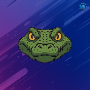 Crocodile Head Embroidery Design PES DST JEF | Angry Reptile Patch | Wild Animal Machine Stitch File for Jackets, Hats, Bags and Decor