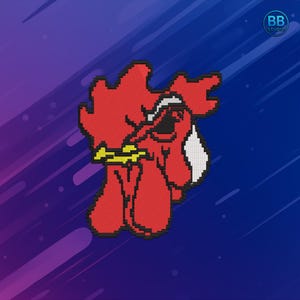 Pixel Chicken Embroidery Design | Funny Retro 8-Bit Rooster Stitch File for Hoodies, Jackets and Patches | Cute Pixel Art Pattern for Gamers