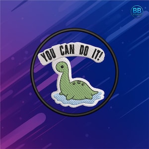 Diseño "Puedes hacerlo": lindo dinosaurio para niños y bebés, parche motivacional bordado a máquina PES DST JEF, cita positiva, descarga instantánea