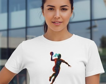 Handball T-shirt for women • Handball player design • Sports shirt for female players • Modern handball motif • Gift for handball fans