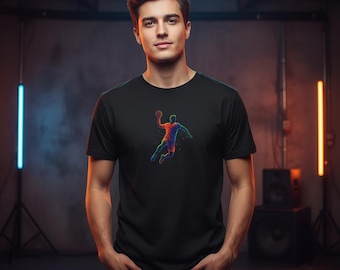 Handball Art T-Shirt • Abstract handball player design • Neon sports illustration • Modern streetwear shirt • Gift for handball fans