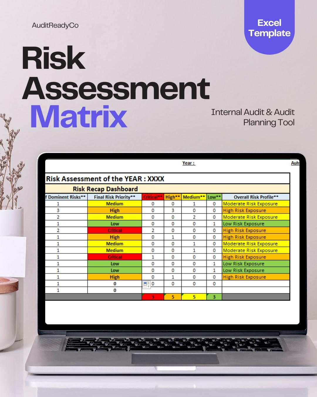 Internal Audit Risk Assessment Matrix | Excel Template - Etsy