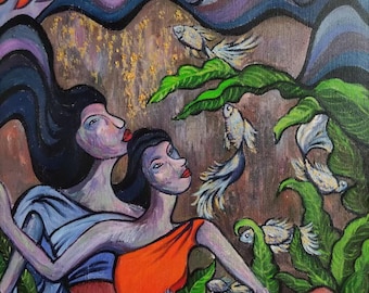 The Sunlit People (Dai Tribe 1) - Original Ethnic Oil Painting | Yunnan Folk Art