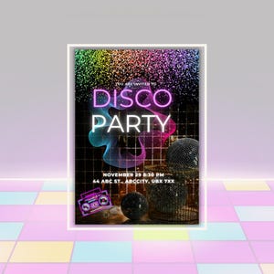 DISCO FEVER! Editable Invitation Suite | Retro Disco Ball Birthday Party | Digital Canva Template
