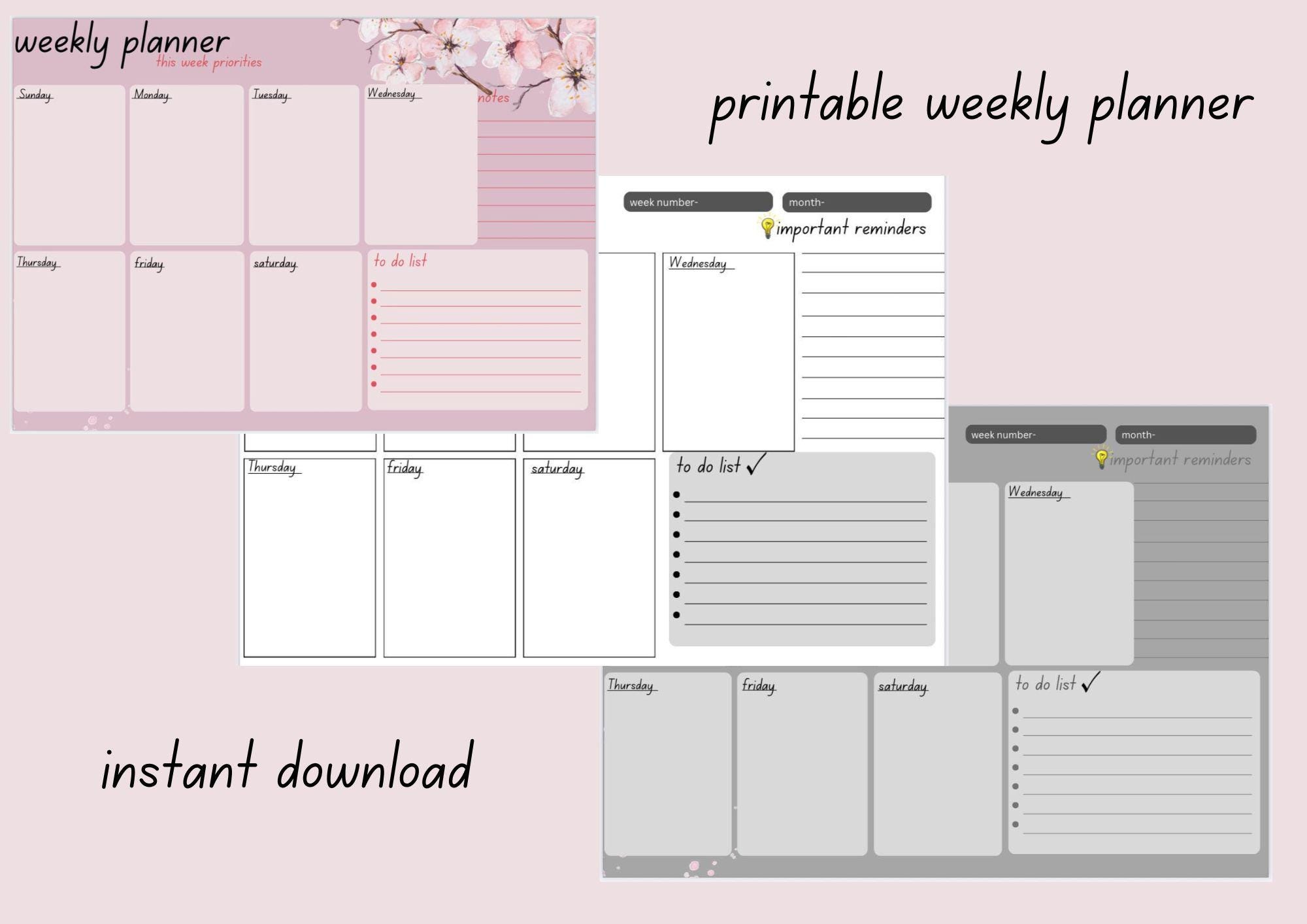 Weekly Planner Printable Digital Download - Etsy