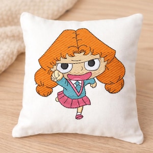 Cartoon Girl Embroidery Design, Chibi Character Machine File (Instant Download)