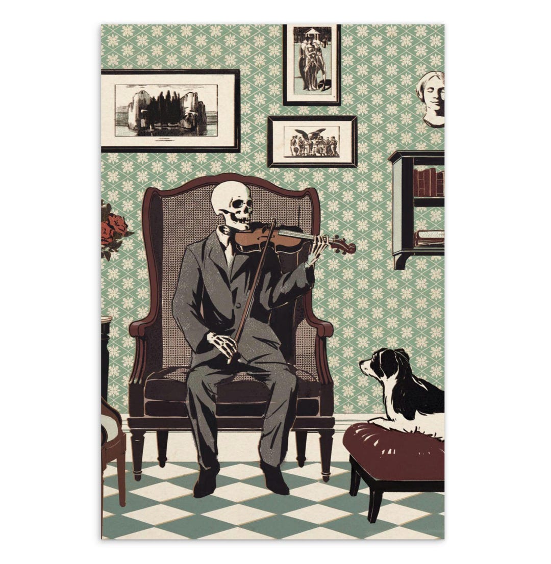 Death Playing Violin Postcard - Etsy