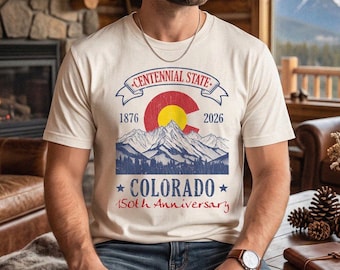 Colorado 150th Anniversary Shirt, Centennial State Vintage T-Shirt, Retro Colorado Mountains Tee, Colorado Birthday Souvenir Graphic Tee