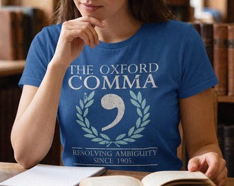 オックスフォード・コンマTシャツ、ヴィンテージ風文法グラフィックTシャツ、英語教師へのギフト